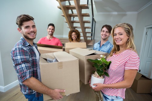 Local removals service in Holloway with moving van and packed boxes
