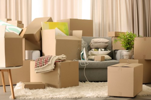 Organized household items inside a clean storage space
